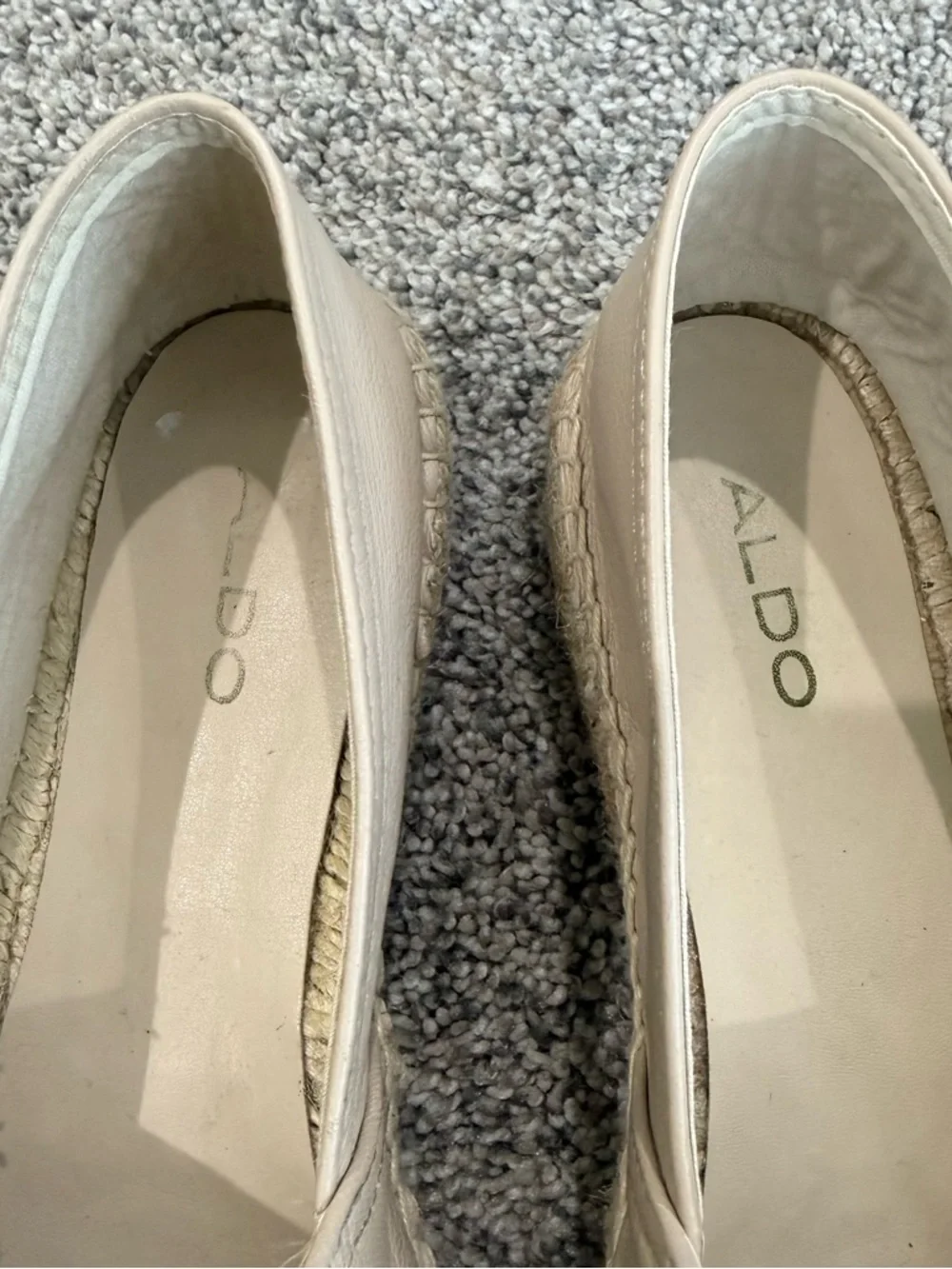 Aldo Genuine Leather Beige Black Cap Toe Espadrilles Preppy Comfy Women’s US 8